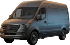 Delivery van silhouette, an object class that also blocks the lane behind it